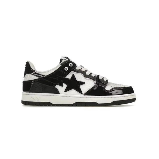 Sneakers Sta Panda cuir verni Noir Blanc - JIRISU