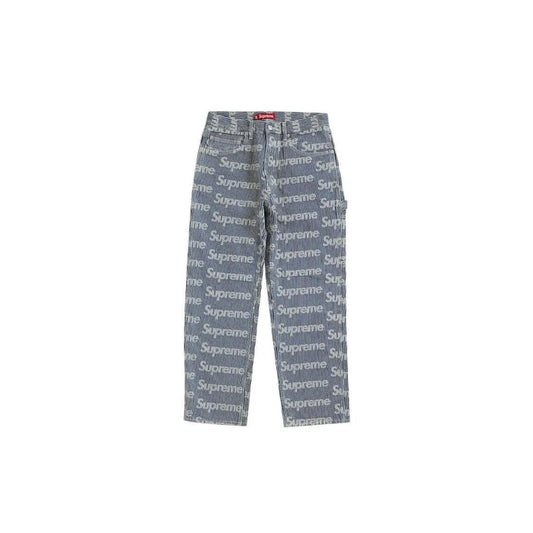 Pantalon en Denim Painter Pant à motifs stripe coloris bleu - JIRISU