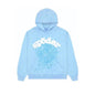 Sweat à Capuche Sp5der Hoodie Spider Web coloris Bleu Ciel - JIRISU