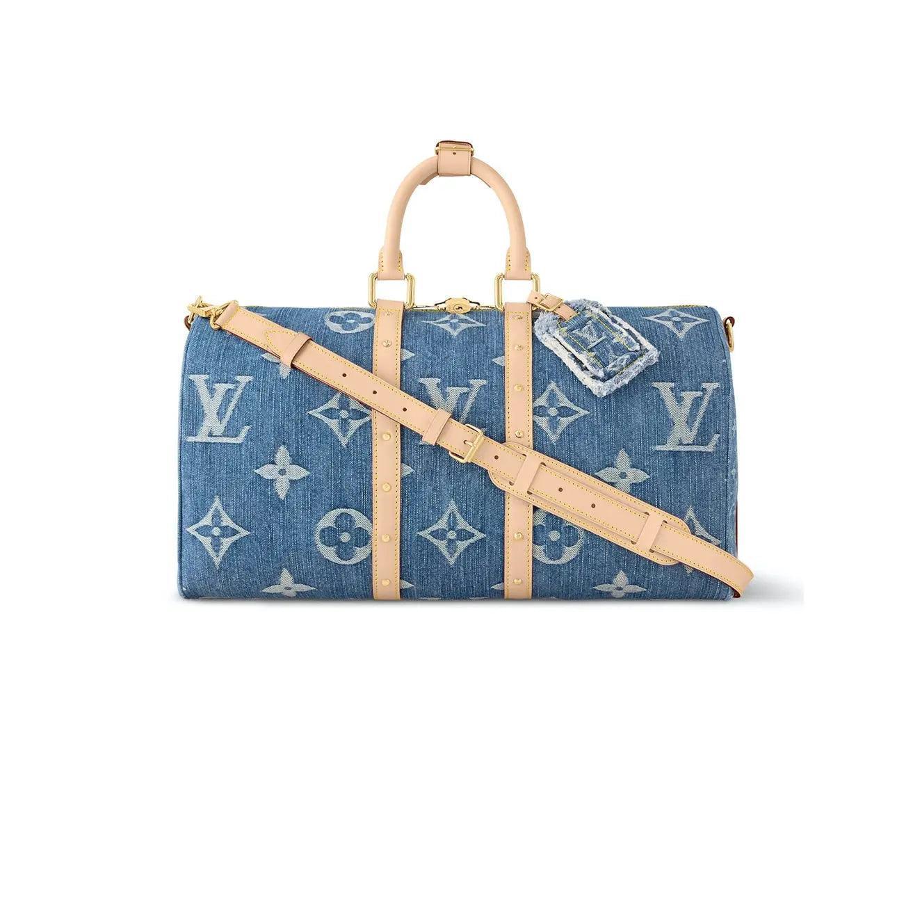 Sac Bandoulière Bleu Denim 45 à motifs monogramme - JIRISU