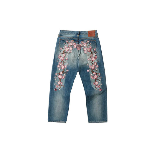 Jean Japan Délavé Coupe Droite à motif floral - JIRISU