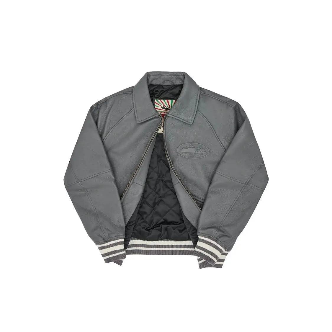 Veste en cuir “Da Skydive” Jacket coloris gris - JIRISU