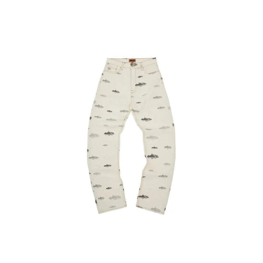 Jean à Motifs Alcatraz Denim coloris blanc - JIRISU