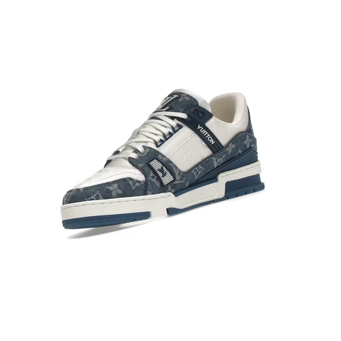 Sneakers Trainer monogramme denim bleu/blanc - JIRISU