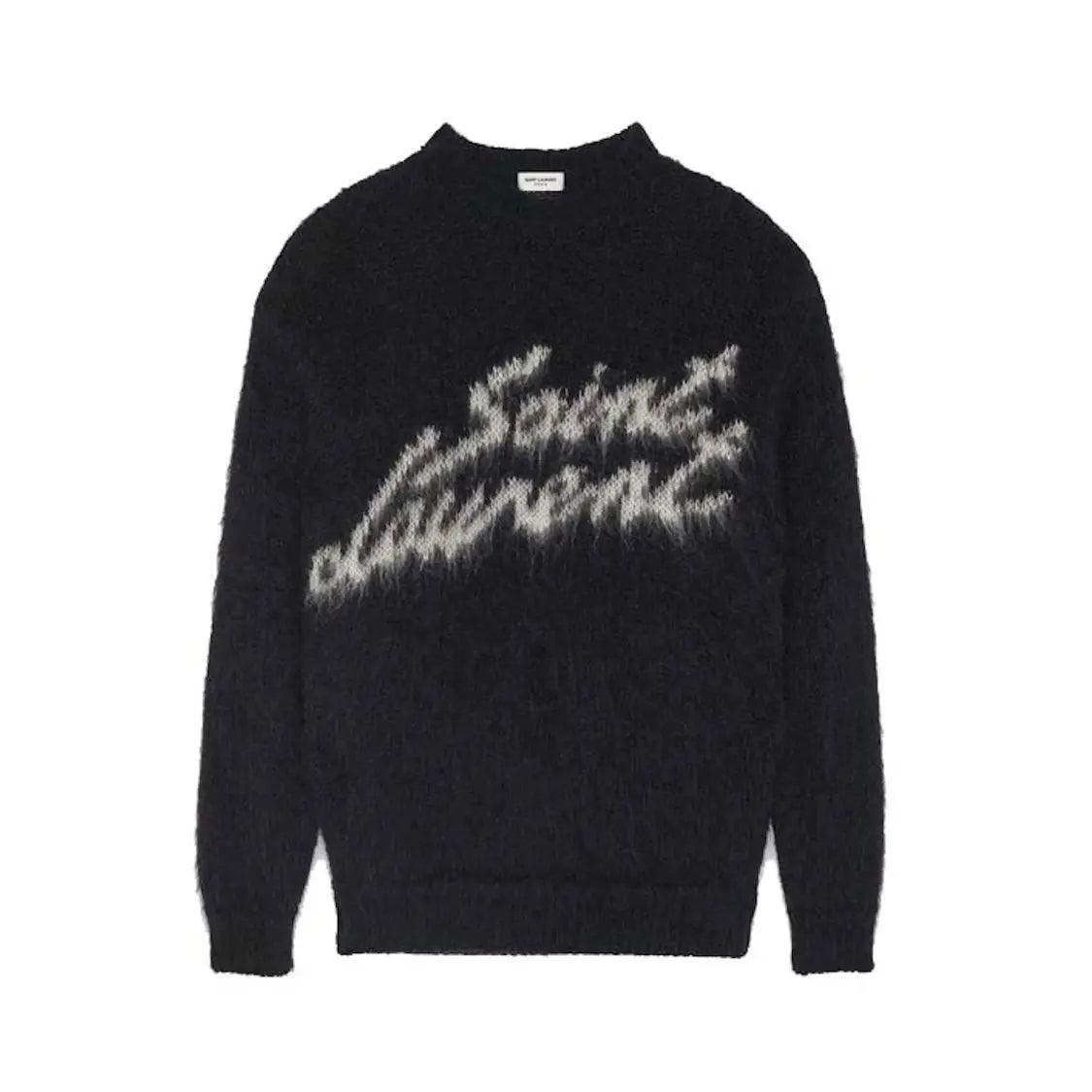 YSL Pull 90S Sweater Mohair Noir - JIRISU