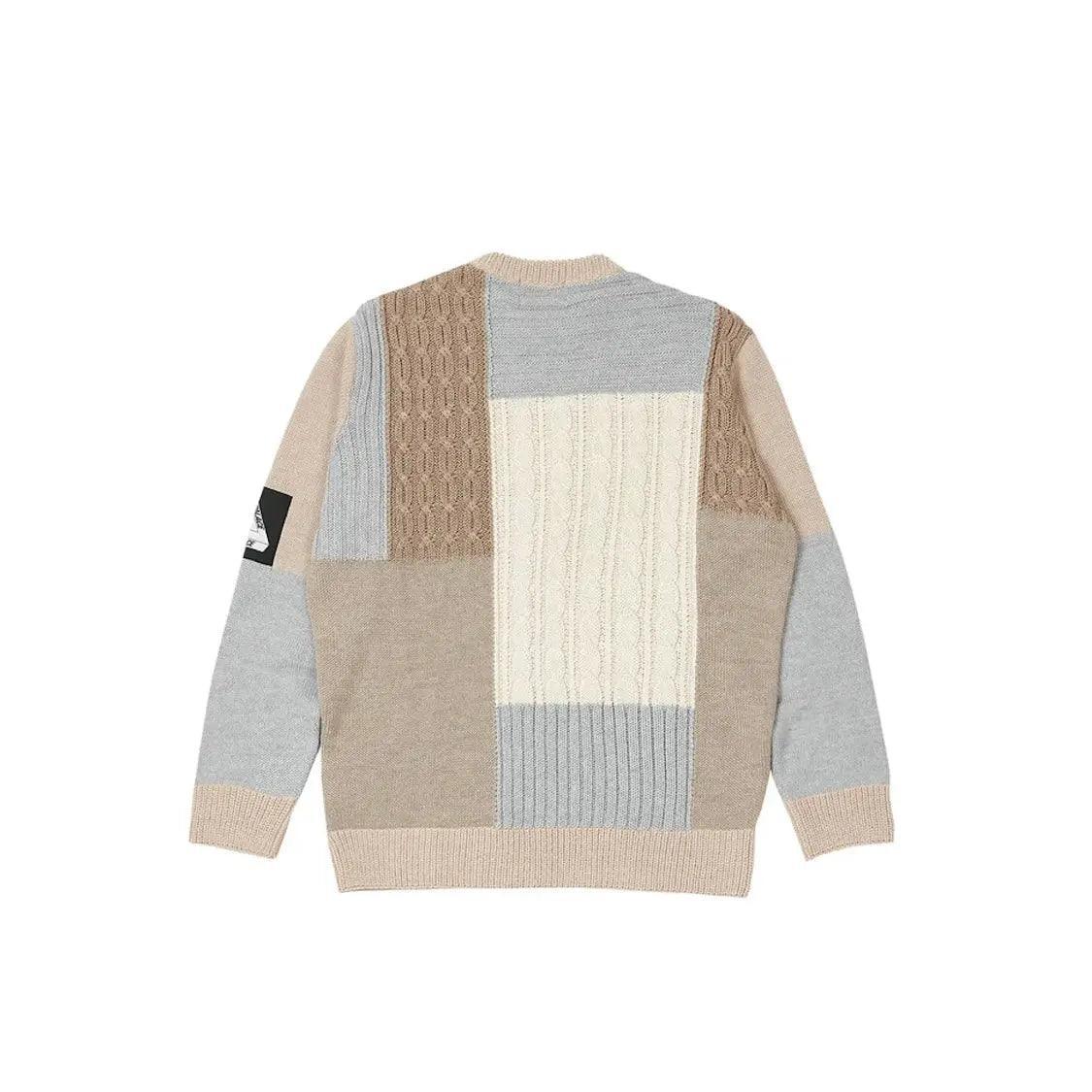 Pull Cable Patchwork Knit Beige - JIRISU