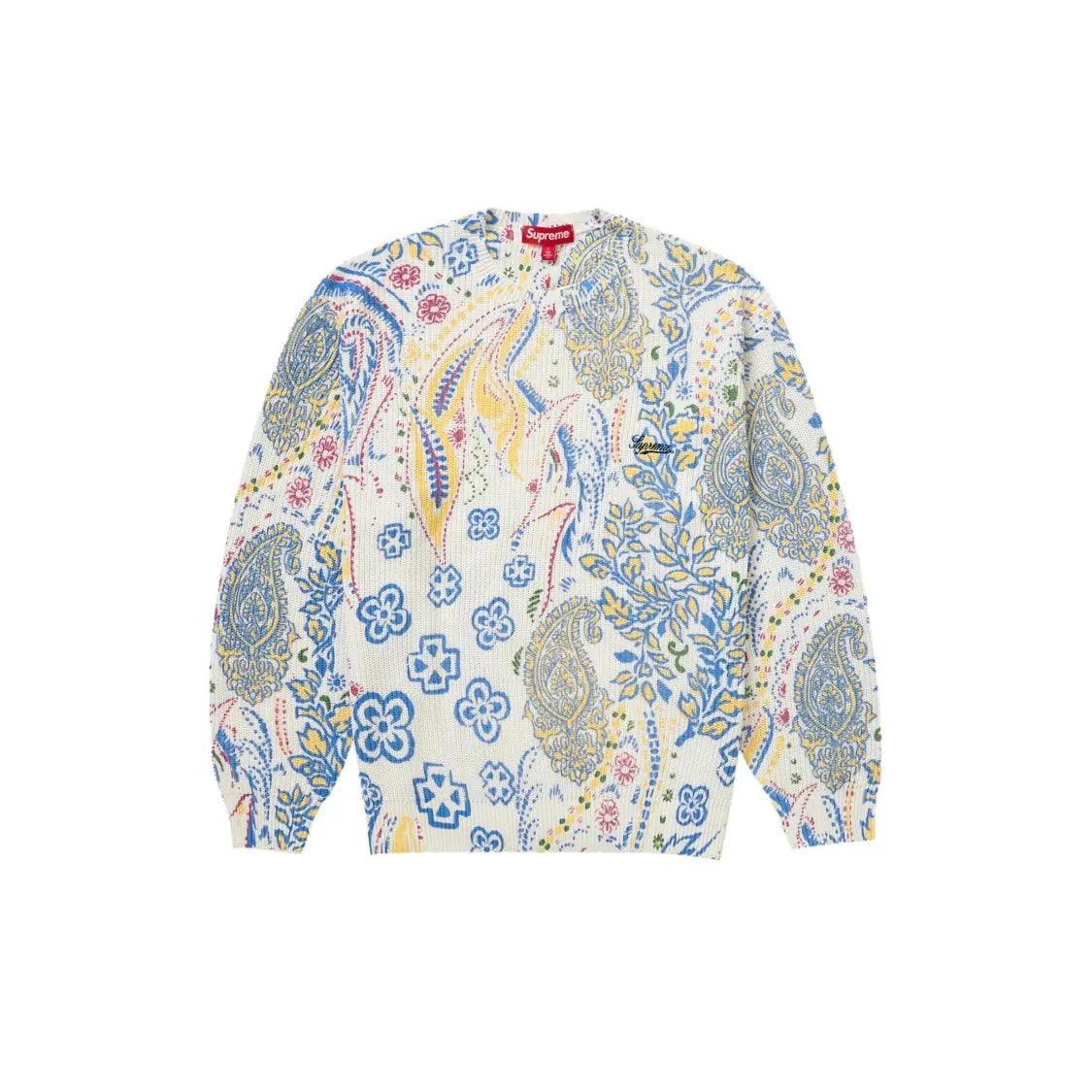 Pull Printed Paisley Sweater coloris blanc à motifs - JIRISU