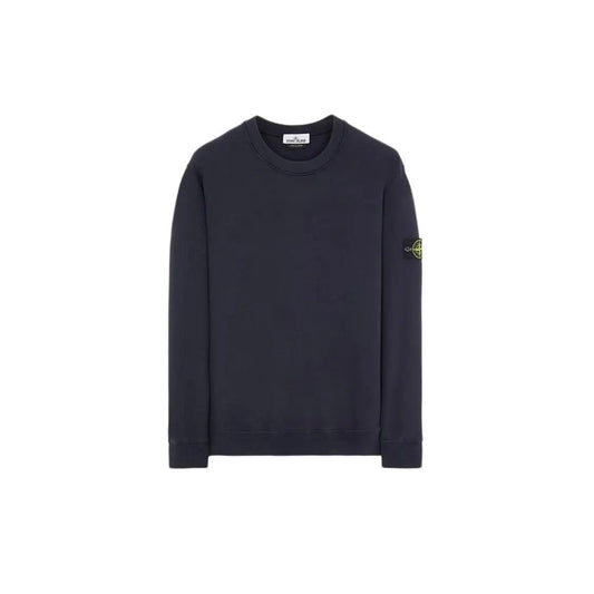 Crewneck Sweater 63020 en Coton brossé bleu marine - JIRISU