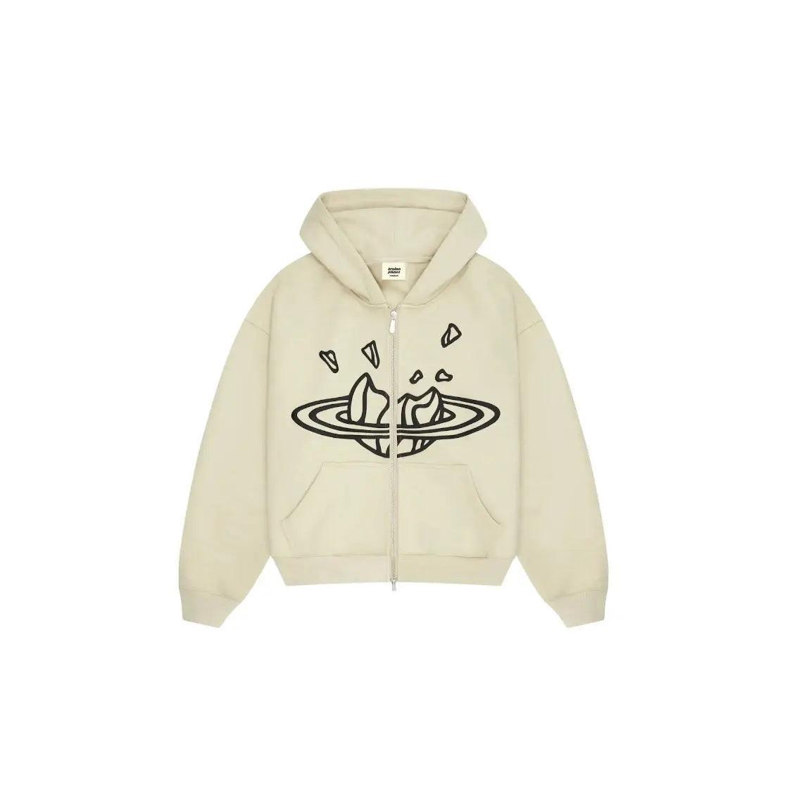 Veste à Capuche Zip Up Hoodie coloris Bone White - JIRISU