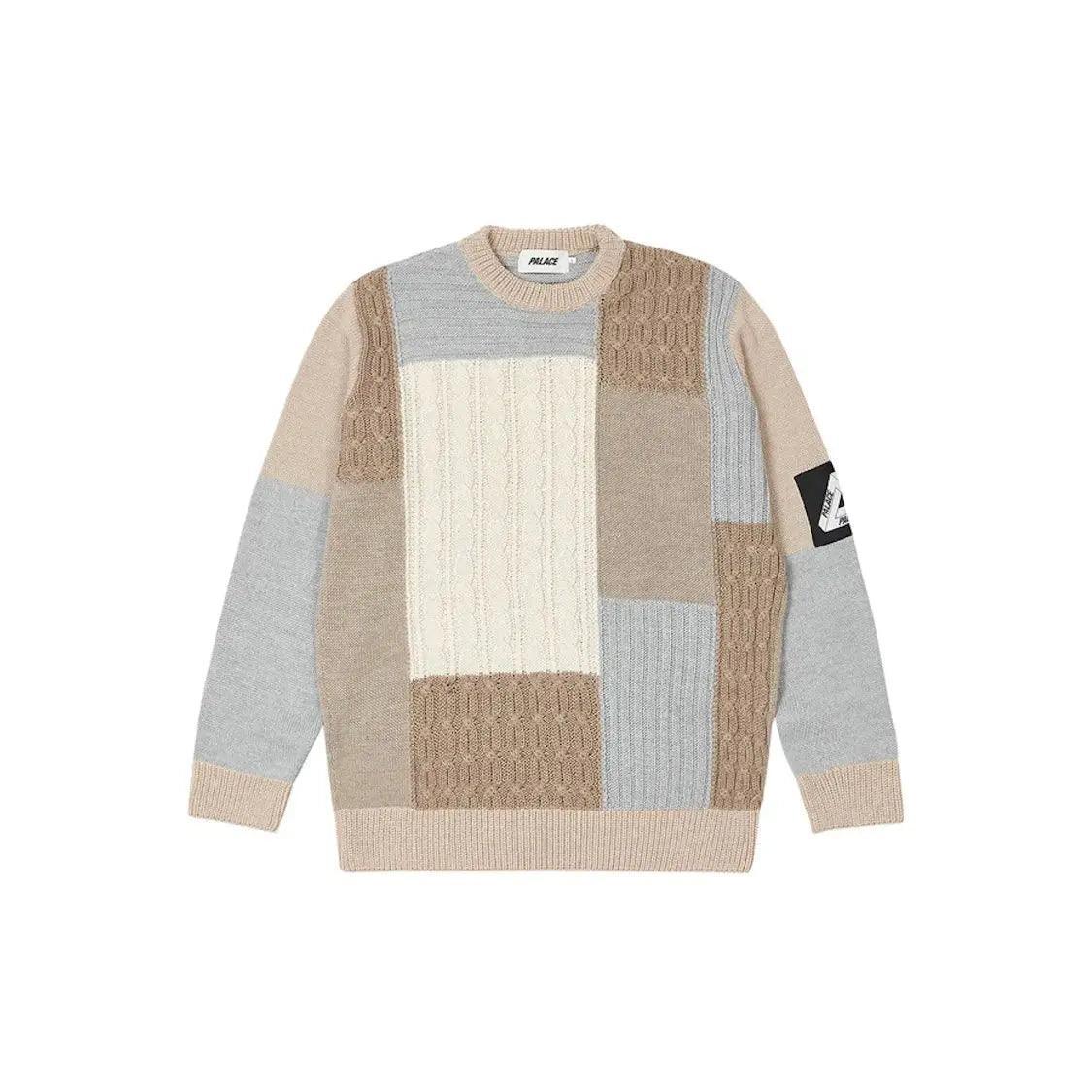 Pull Cable Patchwork Knit Beige - JIRISU